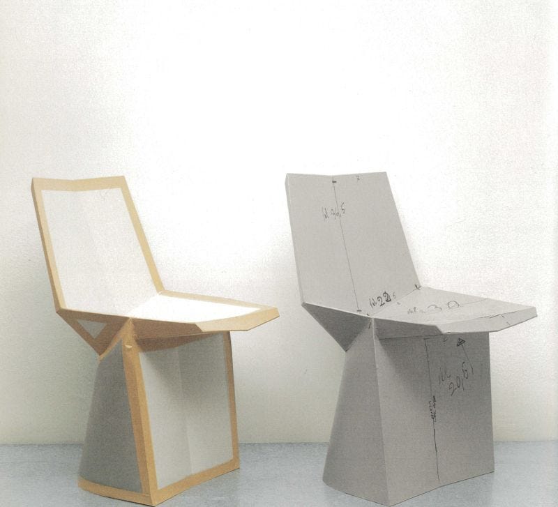 Mars chair paper prototype by Kostantin Grcic for Classicon. Ph Credits "The Making of Design" by Gerrit Terstiege