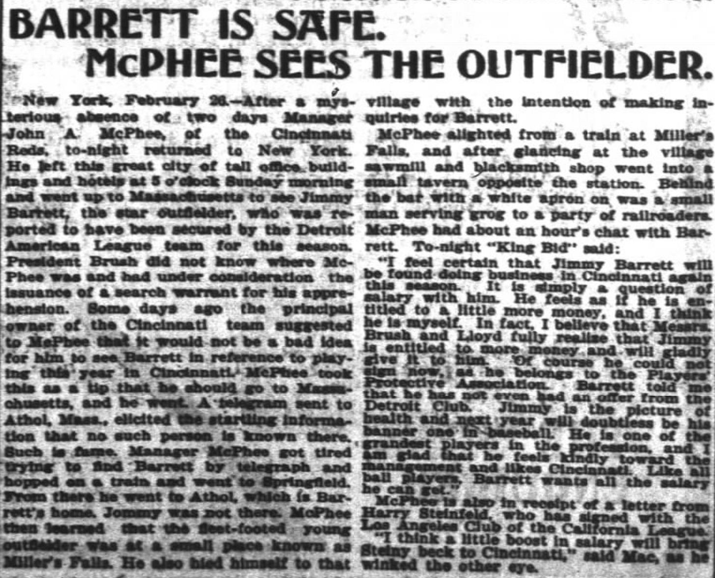 1901 Cincinnati Enquirer Jimmy Barrett