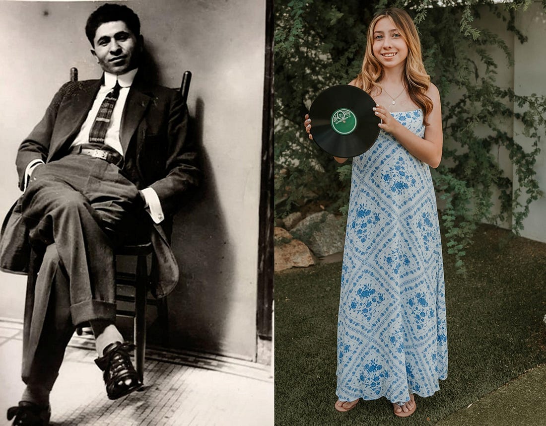 Portrait of Vartan Margosian (left) and Alessandra Stoutner (right), this essay’s author and Vartan’s great-great-grandaughter.