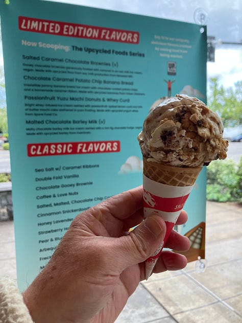 Salt & Straw's ice cream with author holding an ice cream cone