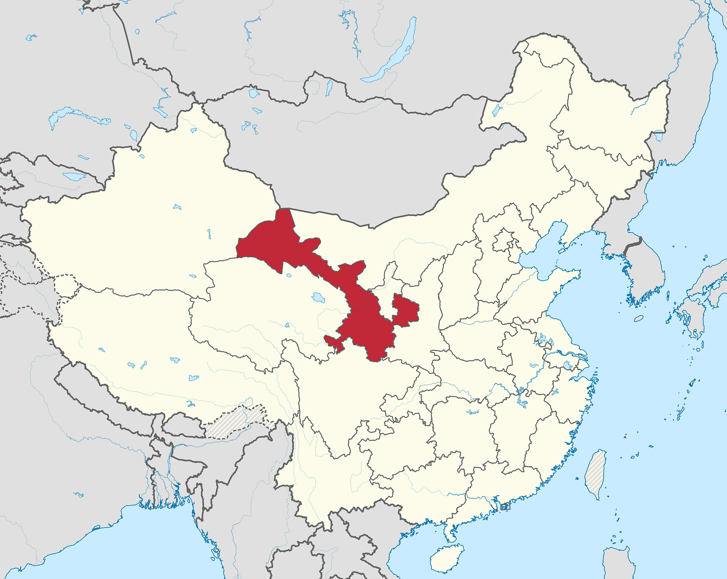 Location of Gansu in China