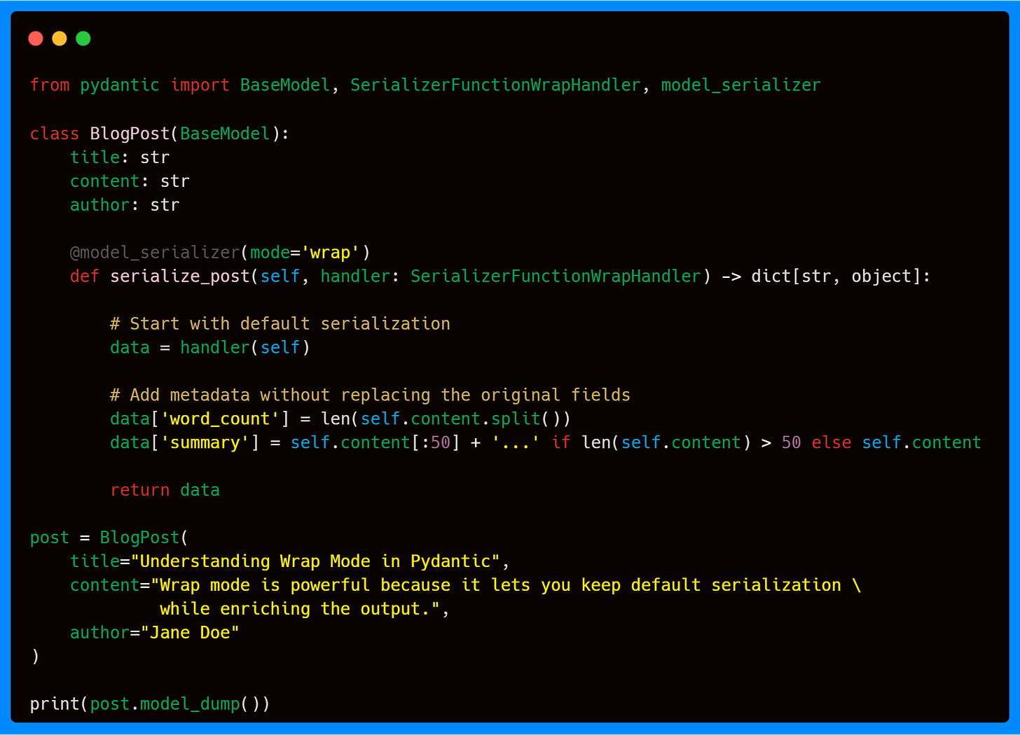 Model Serializer (Wrap) Model Serializer (Wrap)