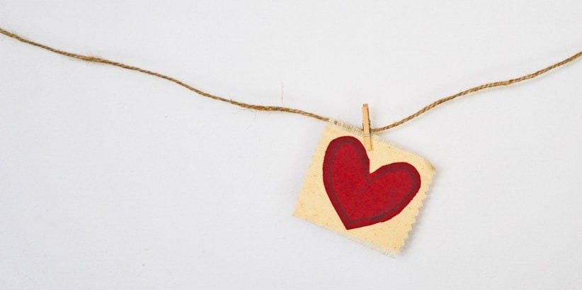 heart-shaped red and beige pendant