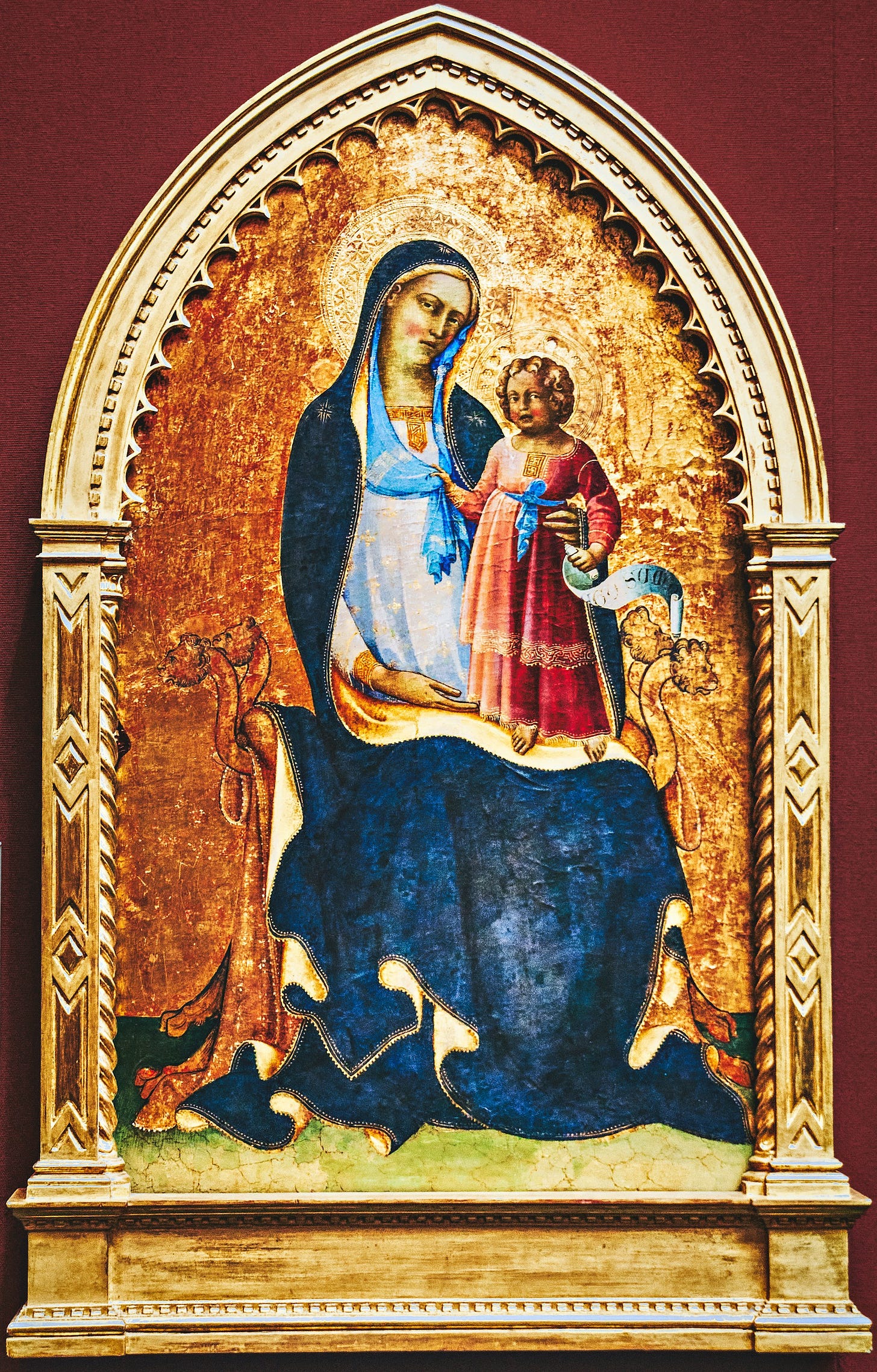 A renaissance depiction (ca., 1418) of "The Virgin and the Child Enthroned" by Lorenzo Monaco (Sep., 2021). A renaissance depiction (ca., 1418) of "The Virgin and the Child Enthroned" by Lorenzo Monaco (Sep., 2021).