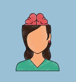 A faceless woman with an exposed brain 