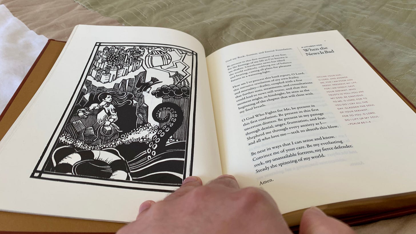 Leatherbound copy of Every Moment Holy volume 2, a book of liturgies.