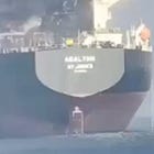 First View: Oil Tanker Erupts in Flames After Collision Near Strait of Hormuz