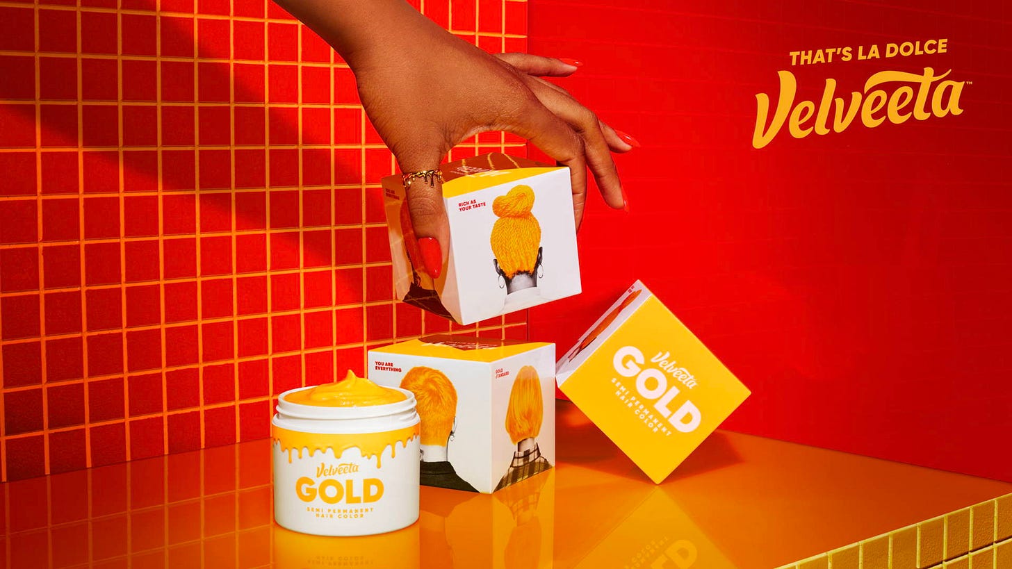 Featured image for Velveeta Teams up With Julia Fox for a Cheese-Inspired Hair Dye