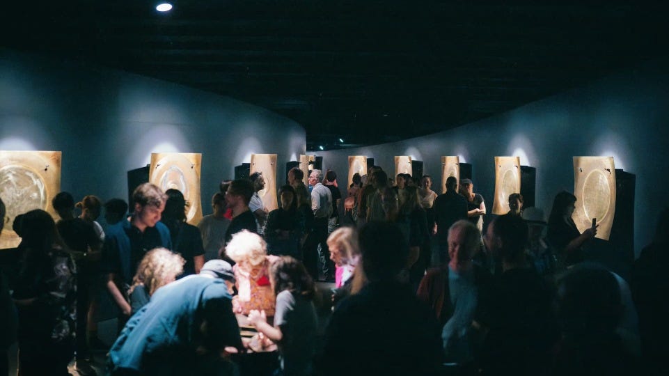 Crowd at Art Gallery of Western Australia's Revivification exhibition 