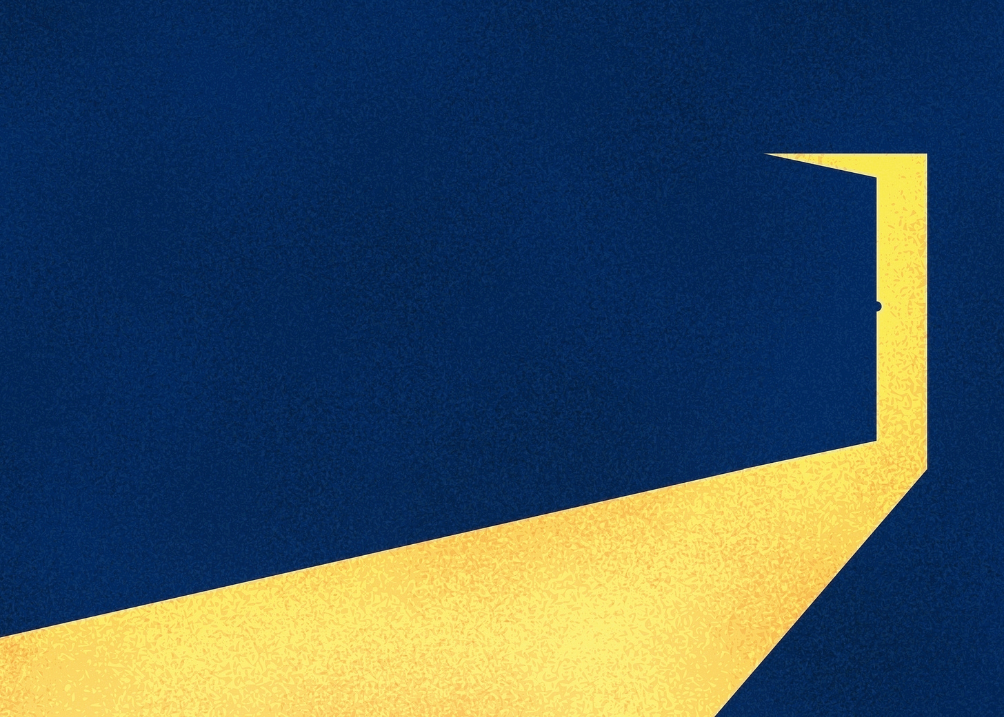 Illustration in solid blue with the suggestion of yellow light coming through an opening door Illustration in solid blue with the suggestion of yellow light coming through an opening door