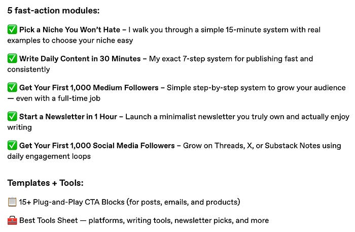 Bullet points of Gumroad product