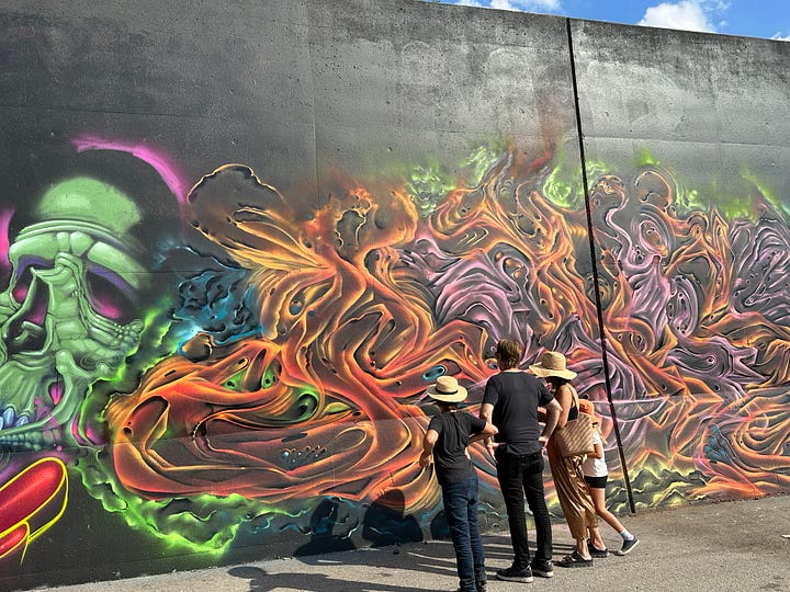 Photos of graffiti art murals 