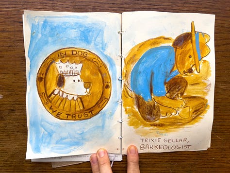 drawings of dogs doing human things