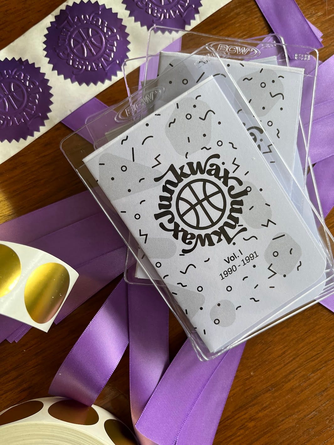 Junkwax zines being packaged