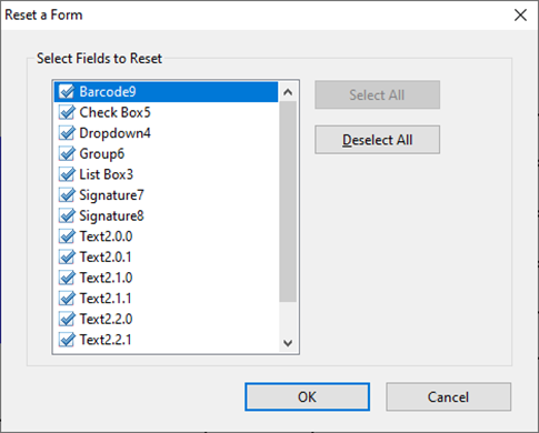 Reset A Form Field List