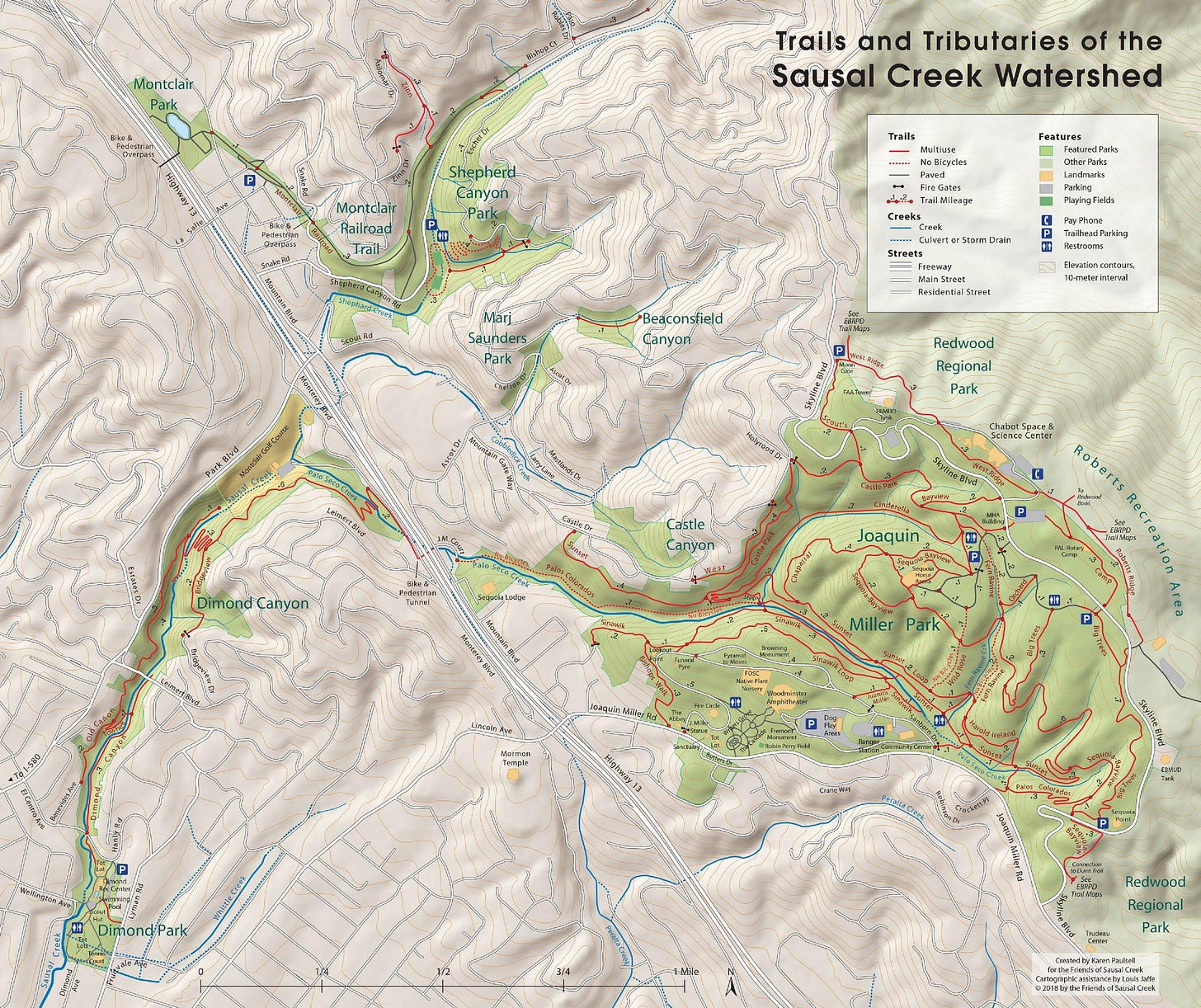 Figure 1. Map of the Sausal Creek watershed. (Source: Friends of Sausal Creek) Figure 1. Map of the Sausal Creek watershed. (Source: Friends of Sausal Creek)