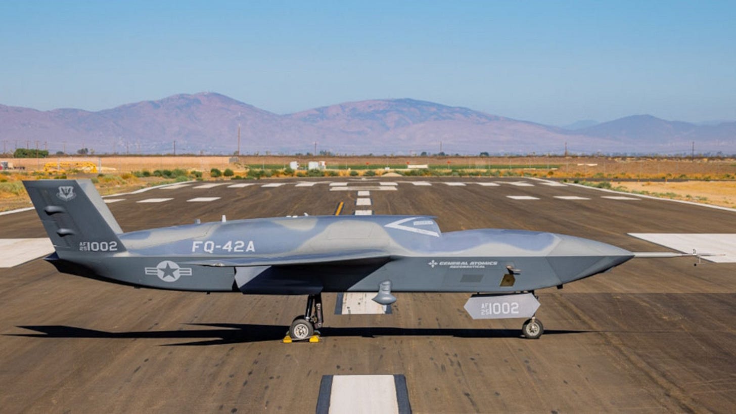 General Atomics has tapped Spirit Defense, a subsidiary of Boeing, to help produce FQ-42A Vengeance Collaborative Combat Aircraft (CCA) drones. General Atomics has tapped Spirit Defense, a subsidiary of Boeing, to help produce FQ-42A Vengeance Collaborative Combat Aircraft (CCA) drones.