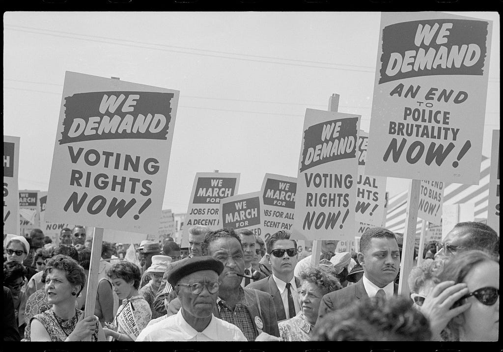 Marchers with signs at the March on Washington, 1963] | Library of Congress