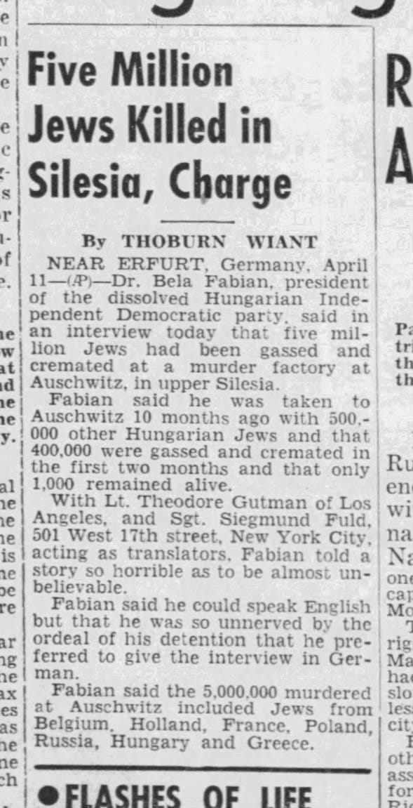 Five Million Jews Killed in Silesia, Charge