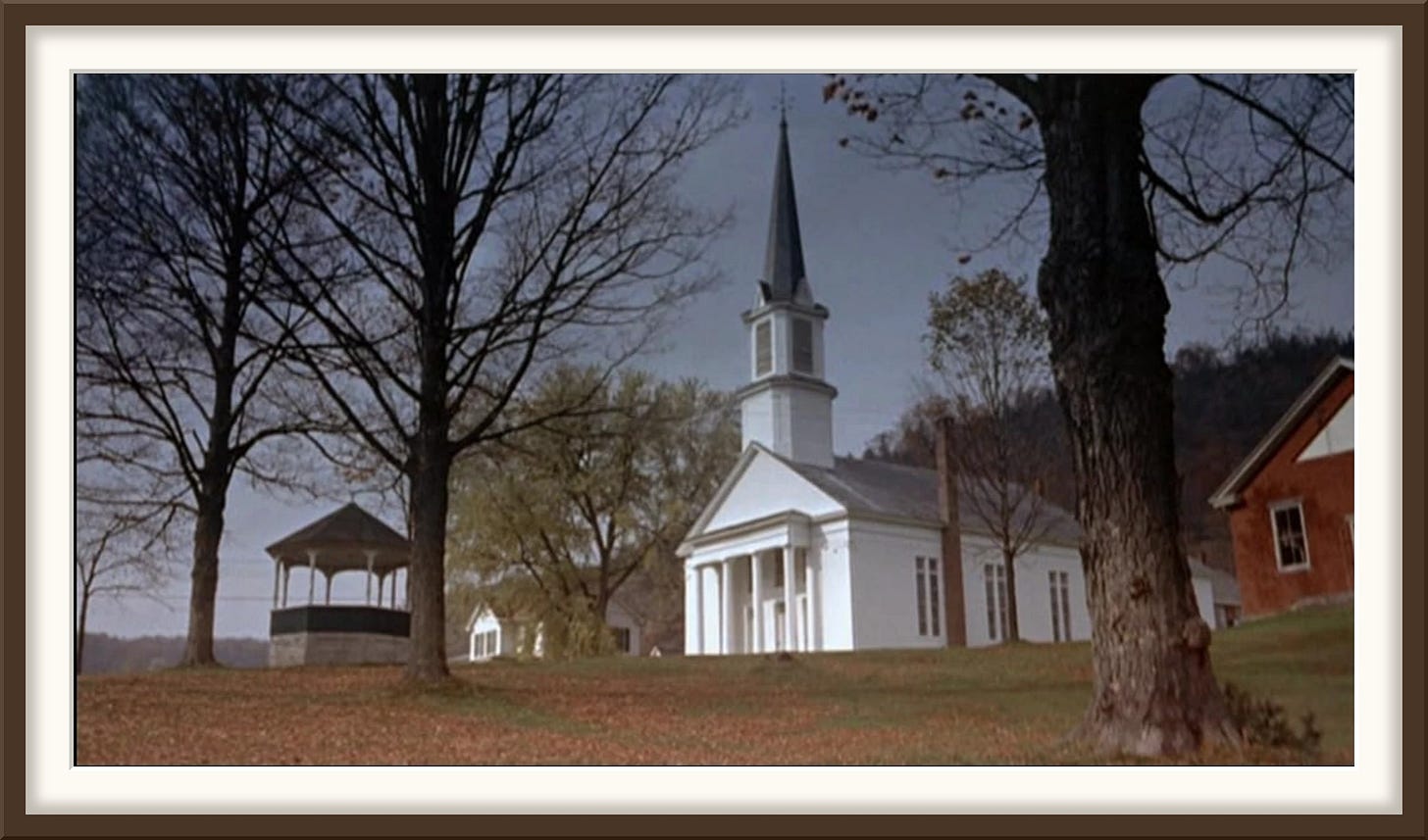 The Sharon Congregational Church in the opening shot of the film
