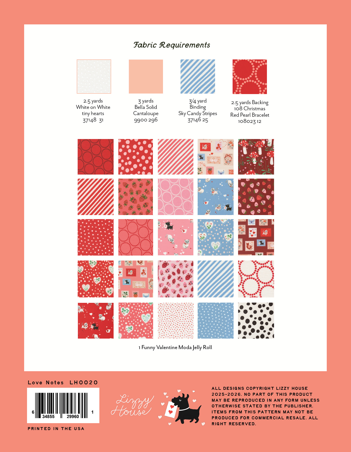 Love Note Pattern Printable Love Notes Pattern Download - by Lizzy House