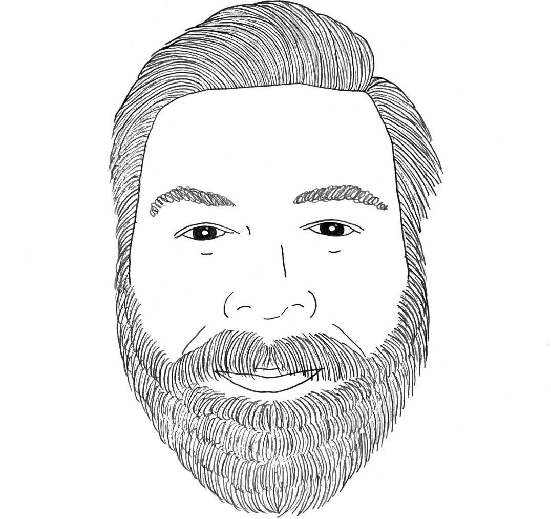 Hand-drawn portrait illustration of TSCML contributor Cormac Ryan.