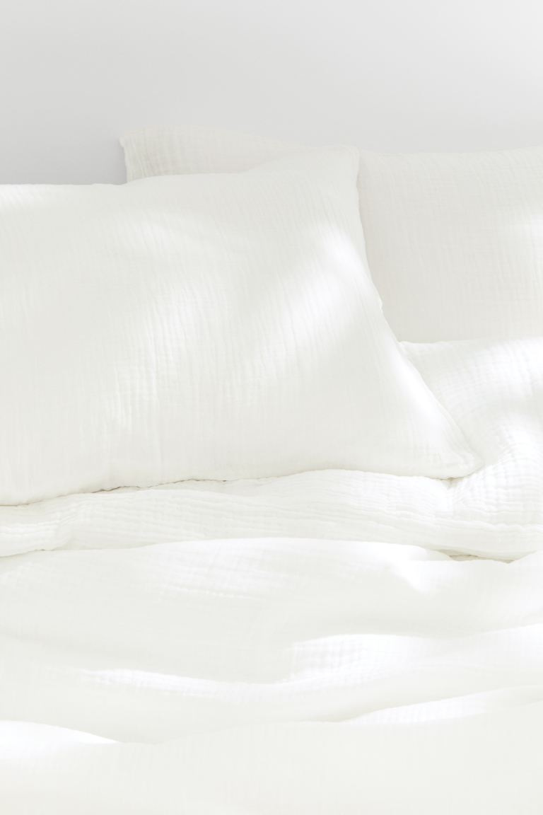 Muslin double/king duvet cover set - White - Home All | H&M GB 1