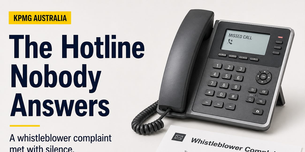 KPMG Australia whistleblower complaint: the hotline nobody answers