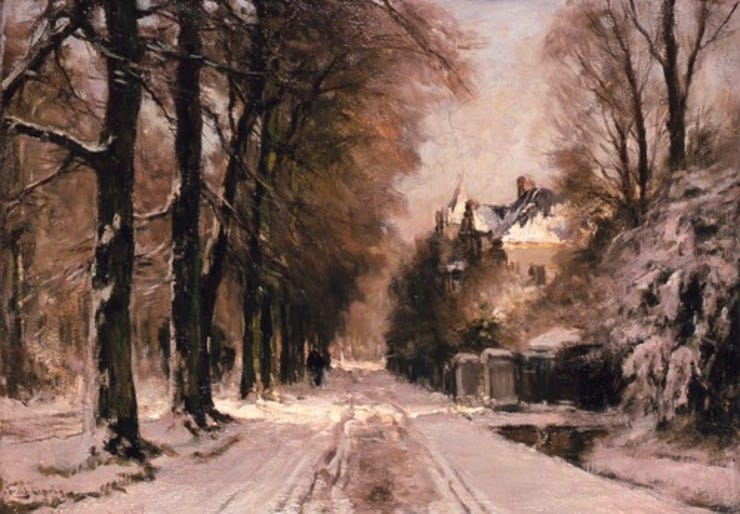 'Boslaan in wintertooi' Olieverf op doek: Louis Apol (bron: Dordrechts Museum)
