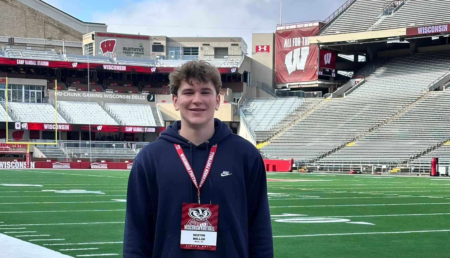 Wisconsin Badgers linebacker commit Keaton Wollan. 