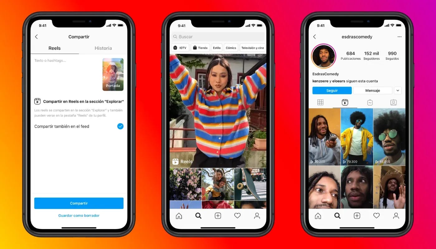 Imagen promocional de los reels en el blog de Instagram.