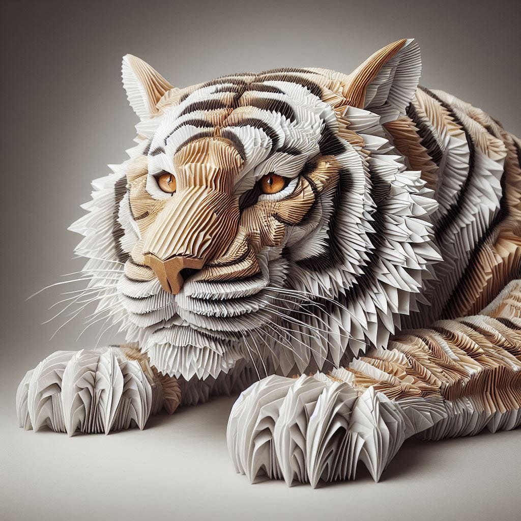 paper tiger photorealistic