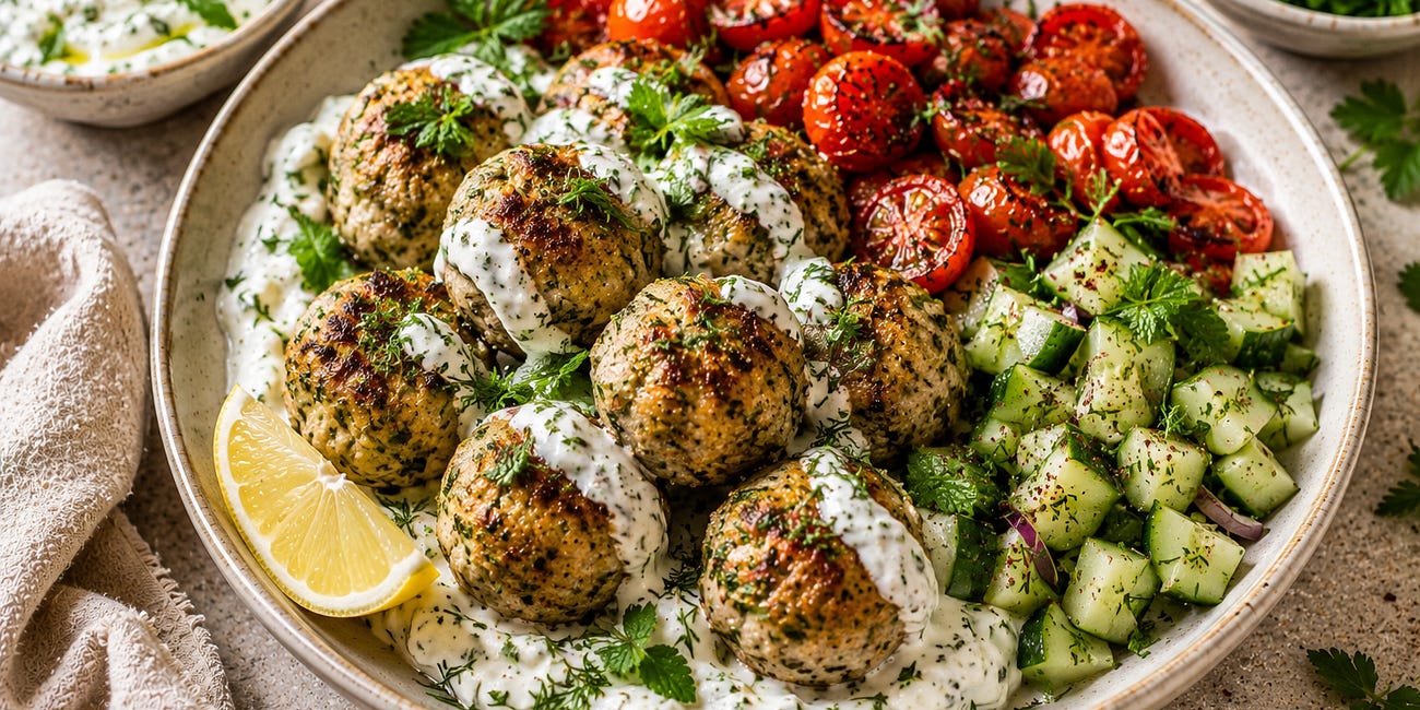 Persian-Inspired Turkey Meatballs with Herby Yogurt