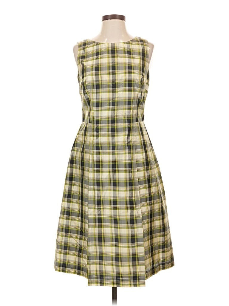 Brooks Brothers 100% Silk Plaid Yellow Casual Dress Size 4 - photo 1