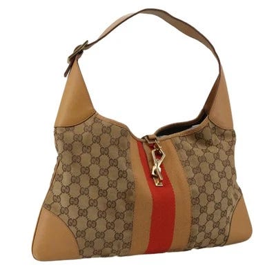 GUCCI Jackie Sherry Line GG Canvas Shoulder Bag Beige Gold 001 4075 Auth ep7063 - Picture 1 of 21