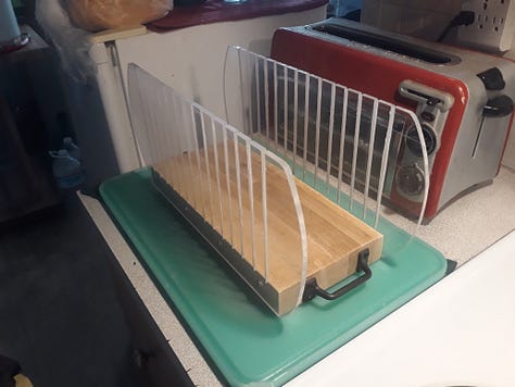 Scraps of Lexan® and left-over butcher-block