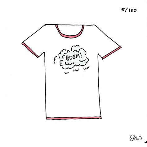 Nine of eighteen tshirt thumbnail sketches.