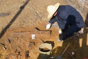 Archeological dig site where ancient tools were found