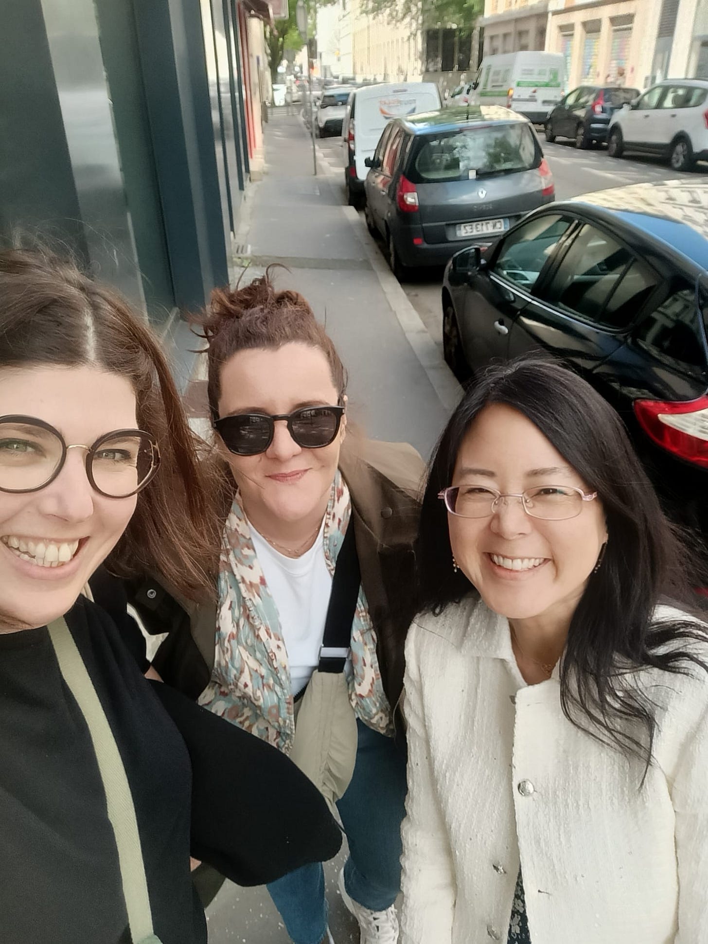 Author Evelyn Skye with her French editor and publicist