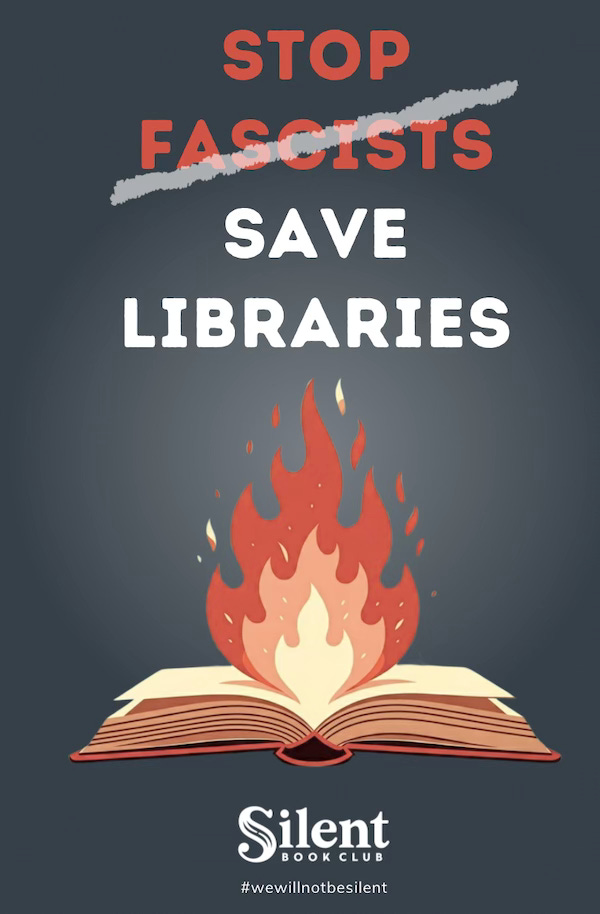 Promo for Banned Books Week - features a book on fire 