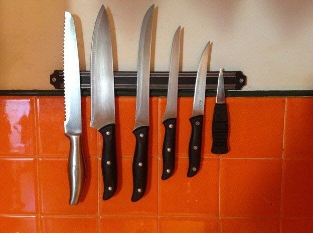 Check out the bread-knife, far left. It was the highest-quality one in the lineup, by far