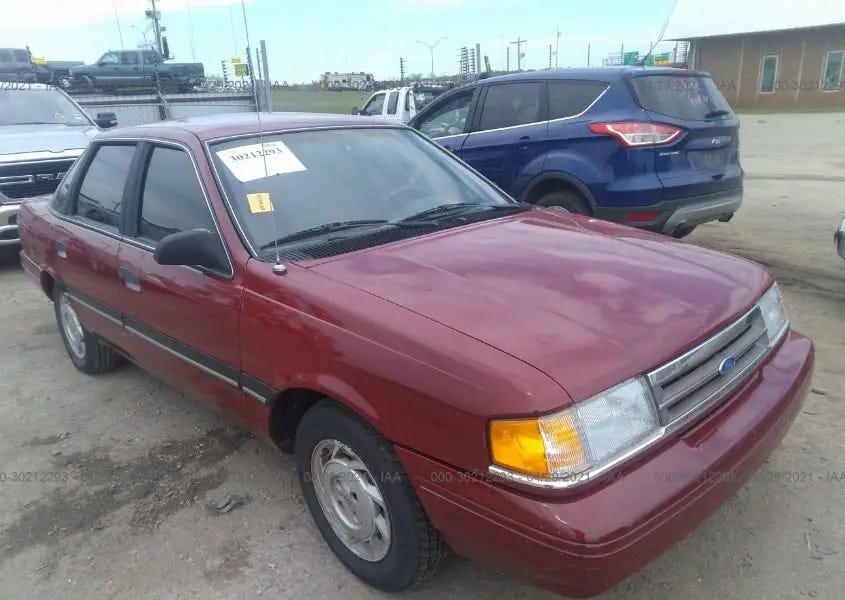 VIN: 2FAPP36X9LB222352 | FORD TEMPO 1990 GL Red 2.3L H4 FI OHV F free car  history - Stat.vin