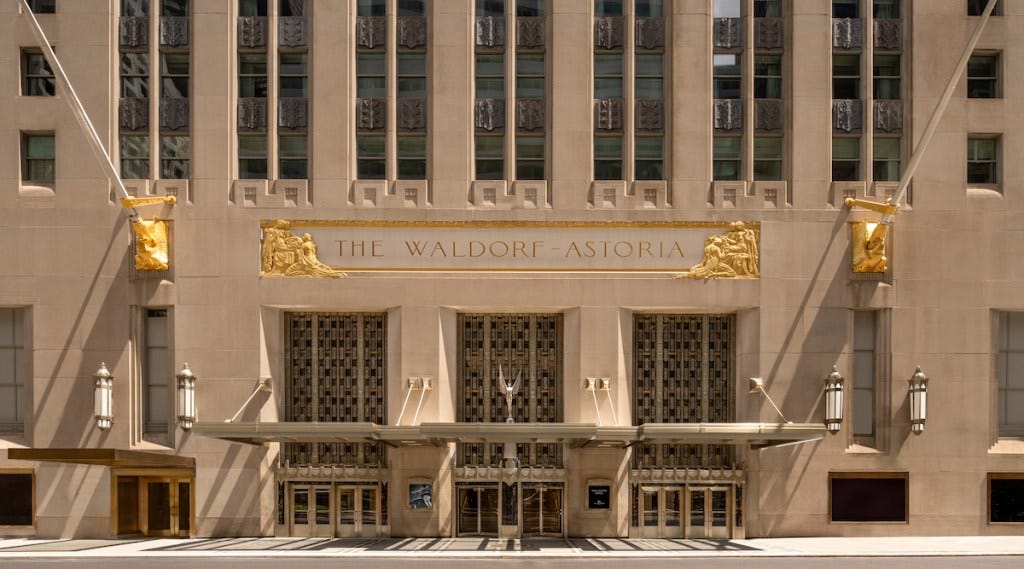 Exterior of the Waldorf Astoria New York City