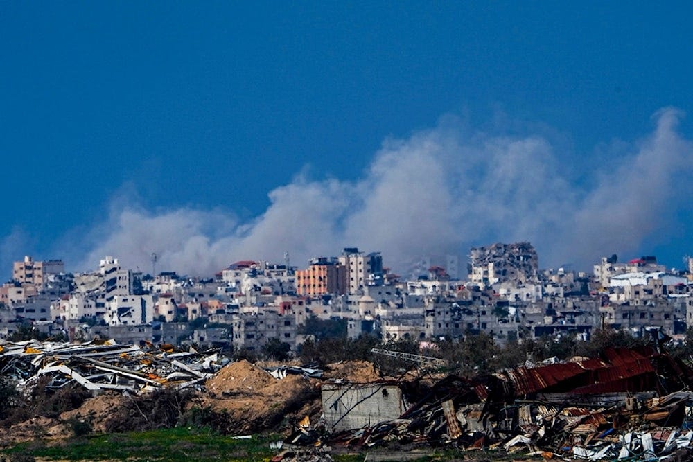 Smoke rises following an Israeli bombardment in the Gaza Strip, as seen from southern occupied Palestine, Sunday, Feb. 4, 2024 (AP) Smoke rises following an Israeli bombardment in the Gaza Strip, as seen from southern occupied Palestine, Sunday, Feb. 4, 2024 (AP)