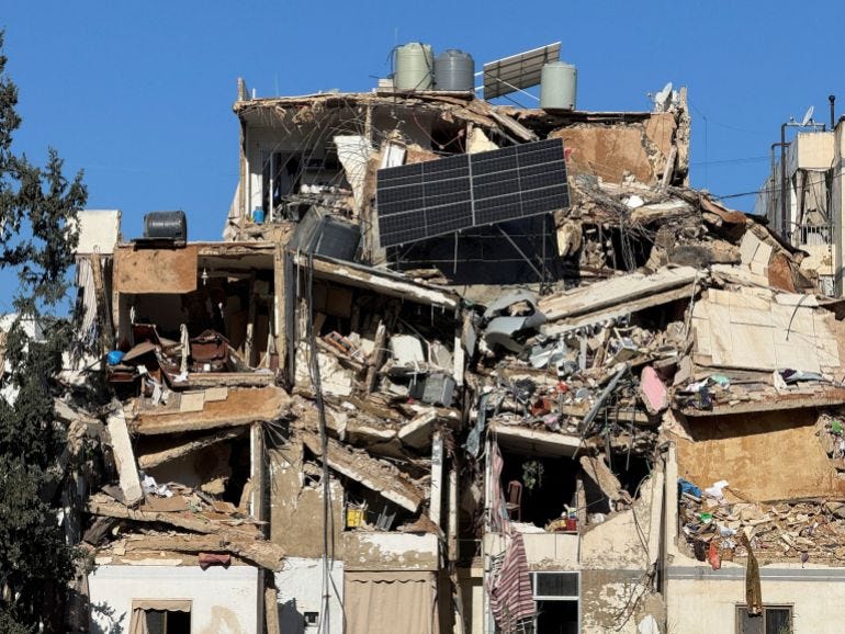 A view of a damaged building after an Israeli strike, following renewed hostilities between Hezbollah and Israel amid the U.S.-Israeli conflict with Iran, in Choueifat, Lebanon, March 5, 2026. Picture taken with a mobile phone. REUTERS/Ahmad Al Kerdi TPX IMAGES OF THE DAY A view of a damaged building after an Israeli strike, following renewed hostilities between Hezbollah and Israel amid the U.S.-Israeli conflict with Iran, in Choueifat, Lebanon, March 5, 2026. Picture taken with a mobile phone. REUTERS/Ahmad Al Kerdi TPX IMAGES OF THE DAY