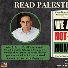 Nov 30, 2025: Reading Palestine 5 - We Are Not Numbers: Voices of Gaza's Youth