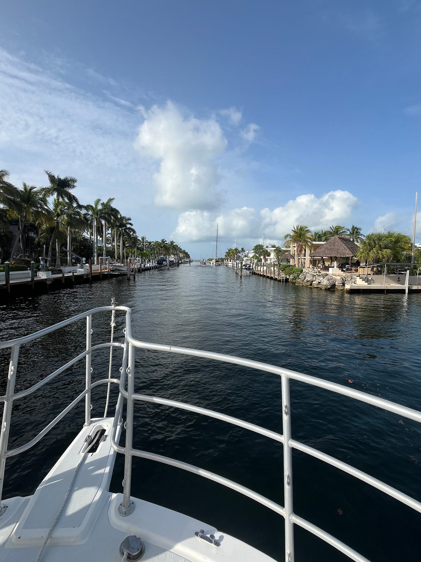 Dive boat motoring out of the marina