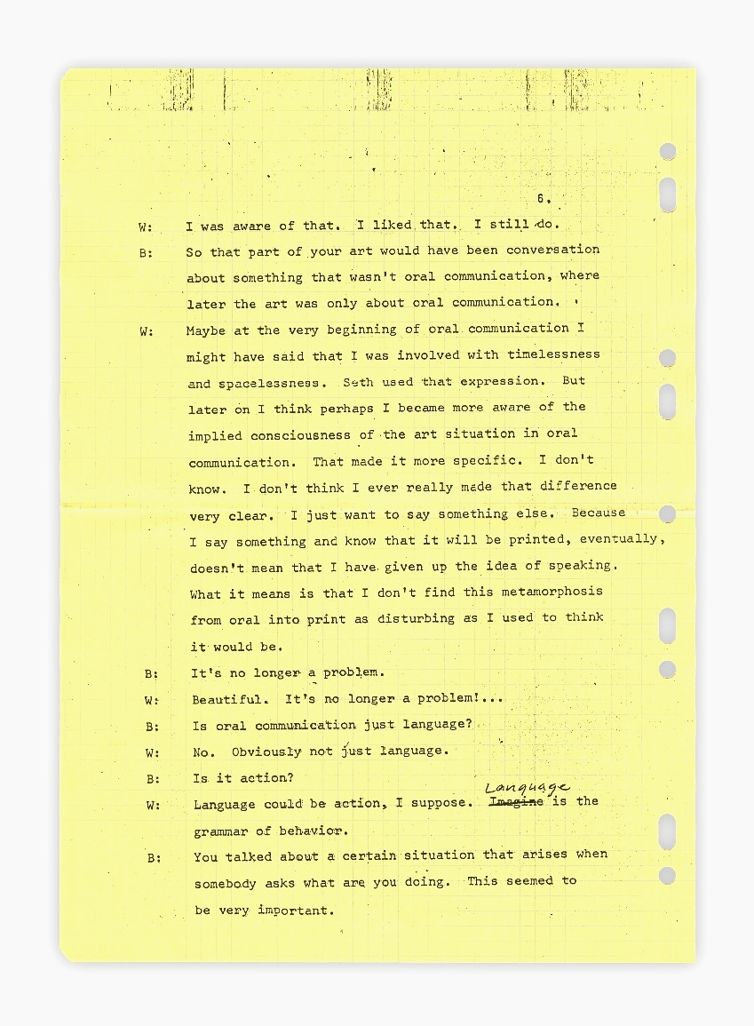 Ian Wilson, Discussion, 10th of July 1970, (photocopy on seven sheets), 1970 [MoMA, New York, NY. © Ian Wilson]