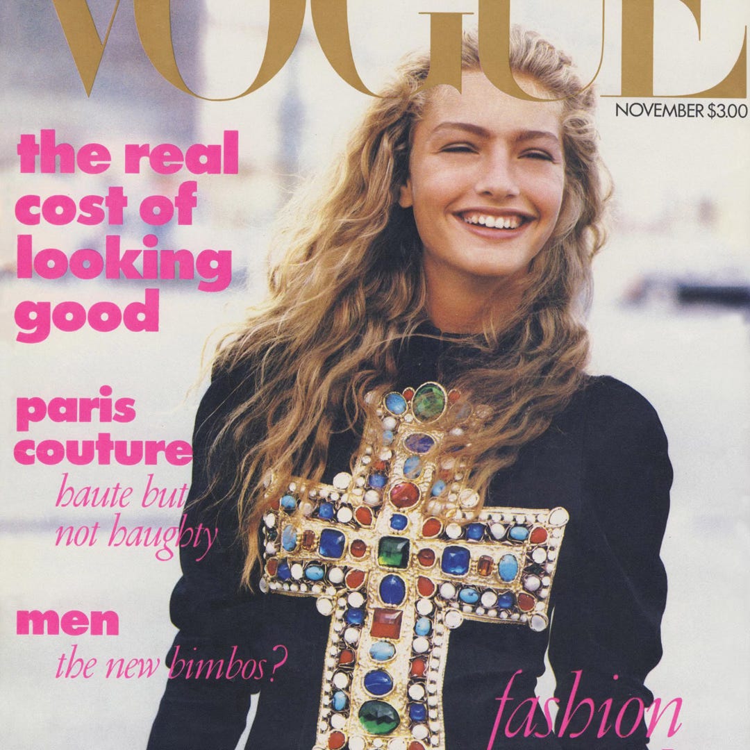 american vogue november 1988 guess jeans christian lacroix top
