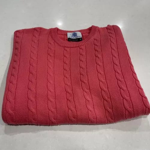 VTG J Press Men’s Cable Knit Sweater 100% Cotton Made In Hong Kong Medium - Picture 1 of 8